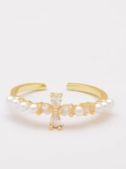 Anello con perle finte, ART569, colore oro