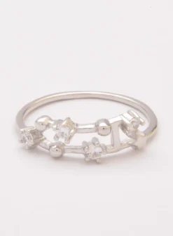 Anello in argento con strass, ART495 - CAPRICORNO, colore argento