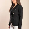 Blazer con bottoni decorativi, nero