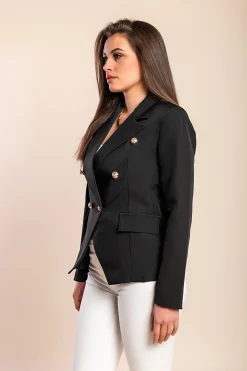 Blazer con bottoni decorativi, nero