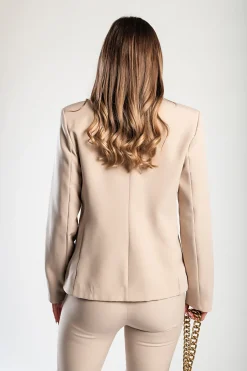 Blazer con bottoni decorativi, beige