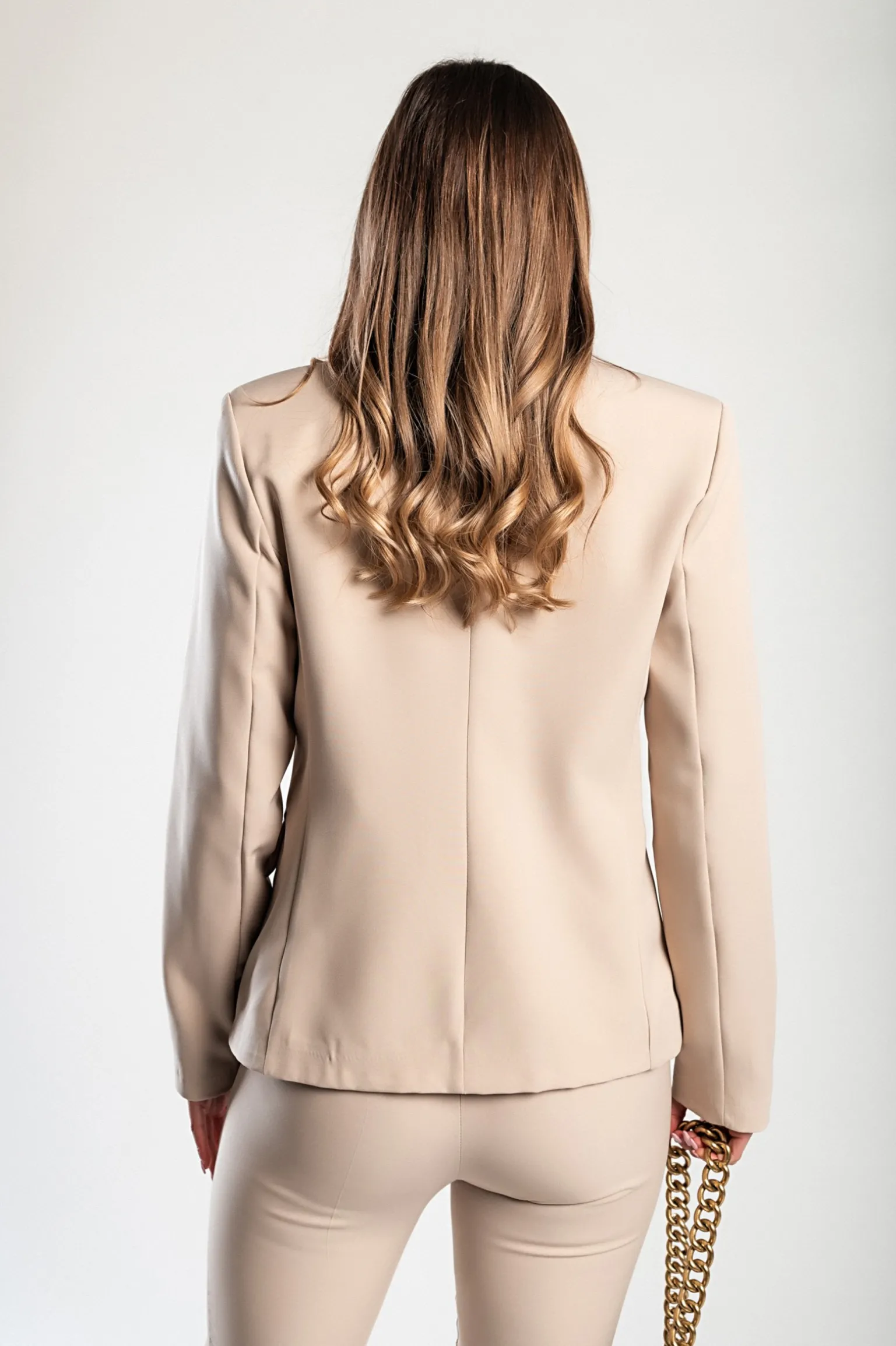 Blazer con bottoni decorativi, beige