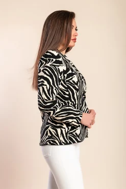 Blazer con colletto classico, nero/beige