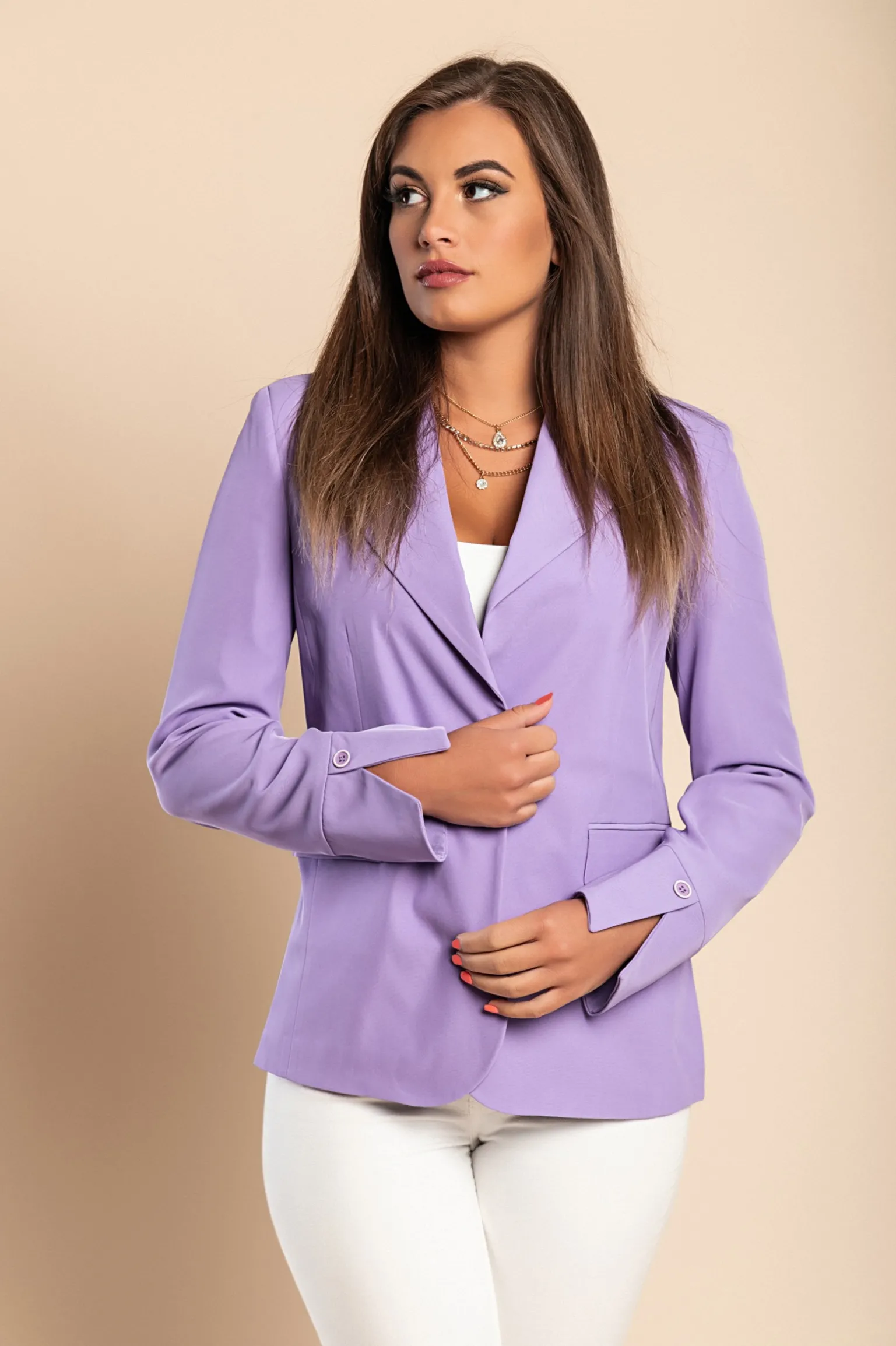 Blazer con collo classico, lilla