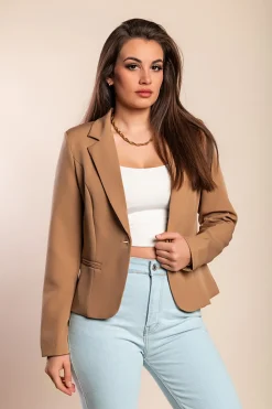 Blazer con collo classico Softina, cammello