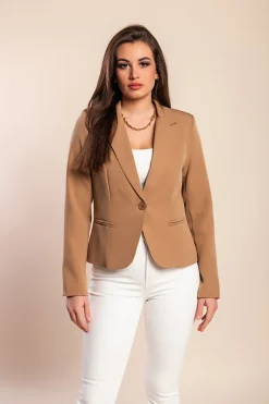 Blazer con collo classico Softina, cammello