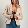 Blazer con scollo classico Softina, beige