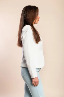 Blazer con scollo classico Softina, bianco