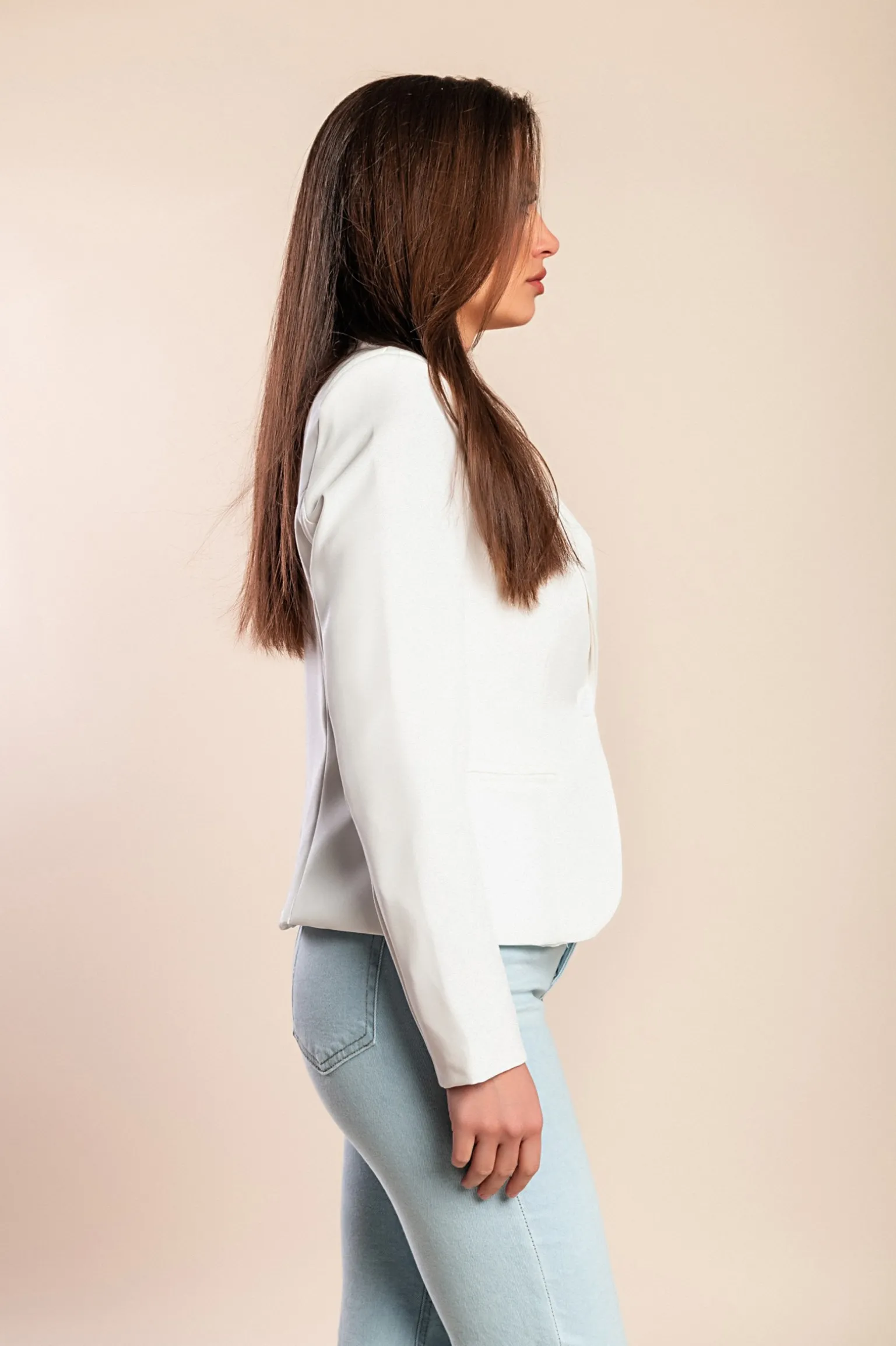 Blazer con scollo classico Softina, bianco