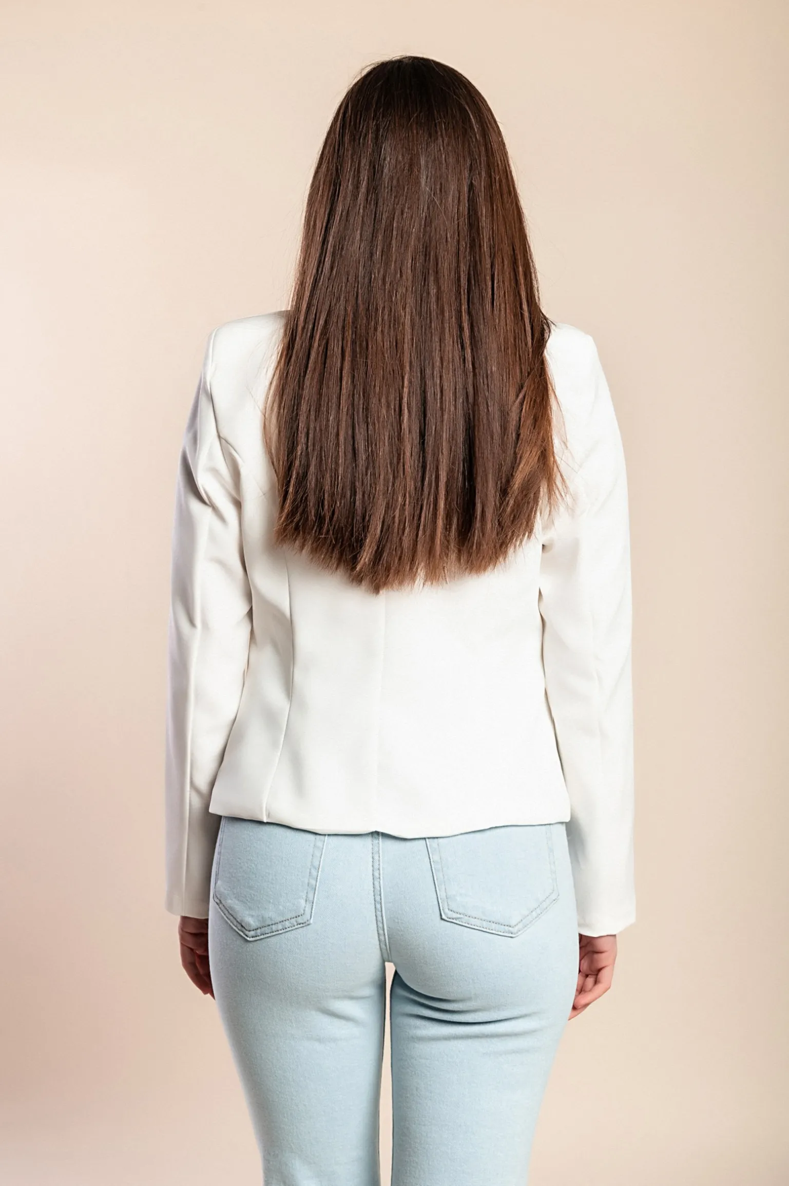 Blazer con scollo classico Softina, bianco