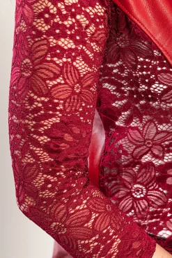 Blazer in ecopelle con pizzo Amalfi, bordeaux