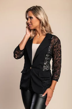 Blazer in pizzo, nero