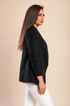 Blazer lungo con scollatura classica Turina, nero