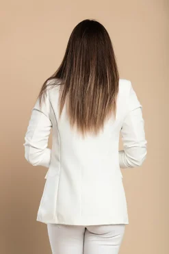 Blazer lungo con scollatura classica Turina, bianco