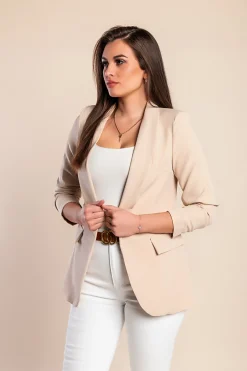 Blazer lungo con scollatura classica Turina, beige