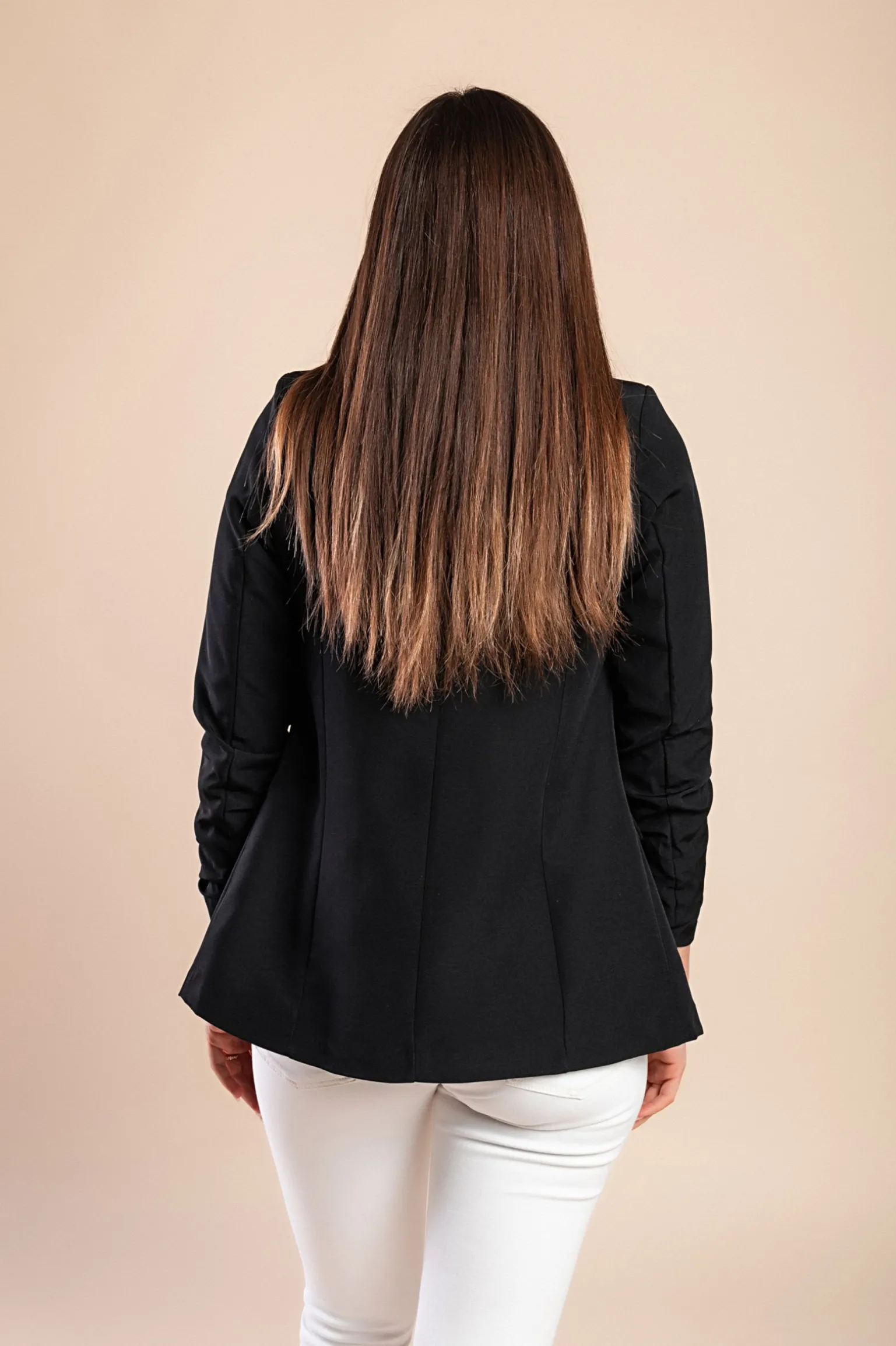 Blazer lungo con scollatura classica Turina, nero