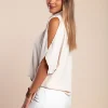 Blusa elegante ampia con scollo a "V", panna