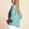 Blusa elegante ampia con scollo a "V", menta