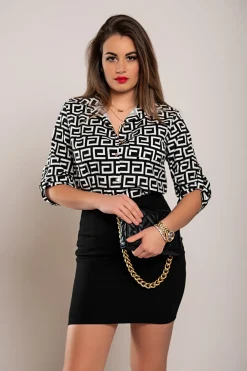 Blusa elegante con stampa geometrica  Lavlenta, bianca