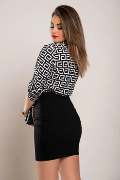 Blusa elegante con stampa geometrica  Lavlenta, bianca