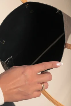 Borsa a mano con stampa, marrone