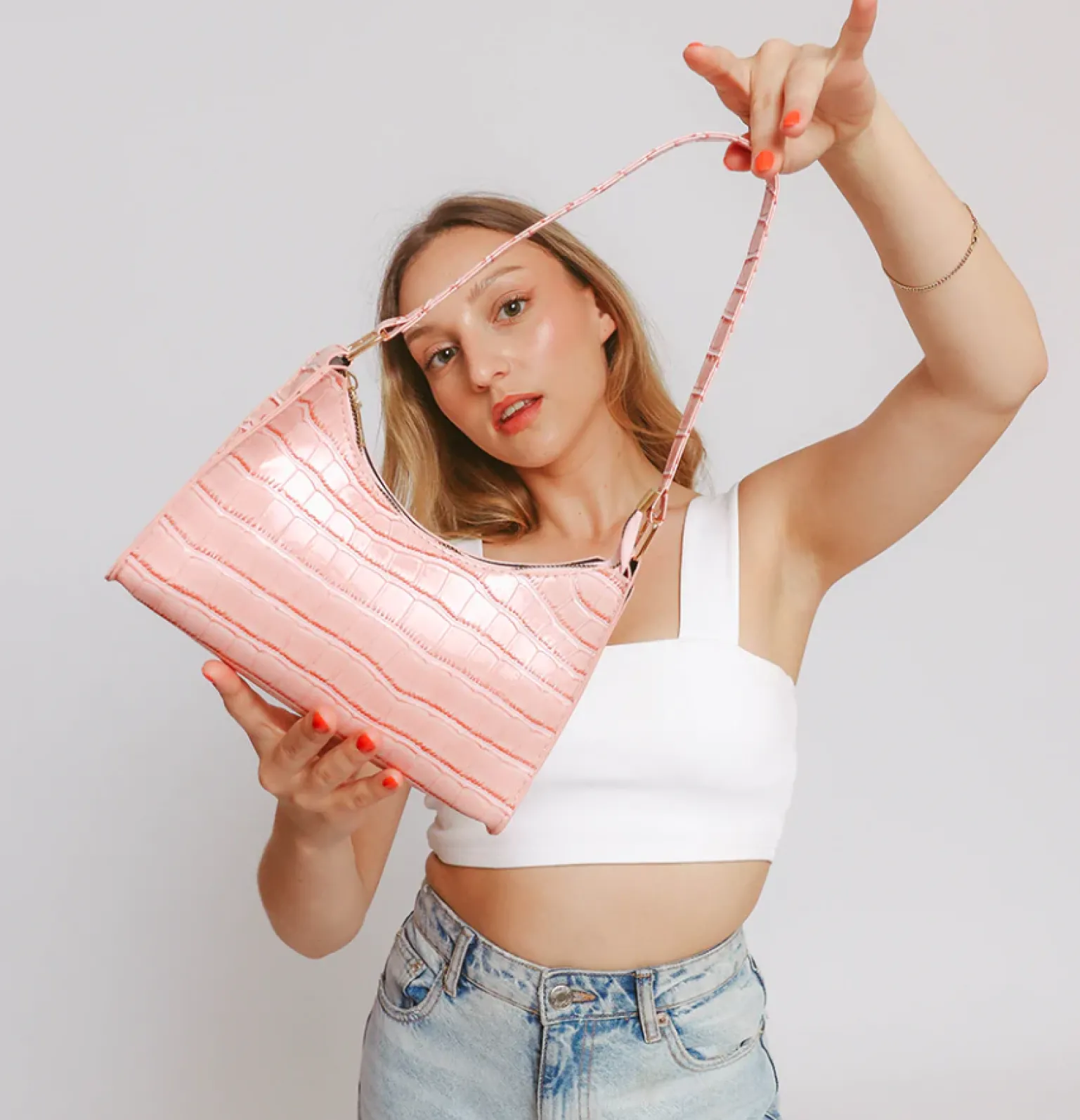 Borsa a mano piccola, ART2264, rosa