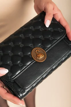 Borsa piccola con dettaglio trapuntato, nera