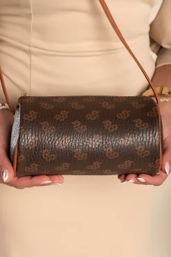 Borsa piccola con stampa, marrone