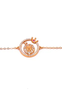Bracciale con pendente, LEO, oro rosa
