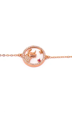 Bracciale con pendente, TORO, oro rosa