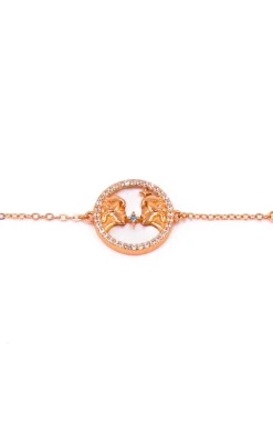 Bracciale con pendente, TWIN, oro rosa