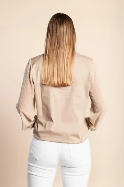 Camicetta con maniche trasparenti, colore beige
