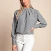 Camicetta girocollo, grigio chiaro