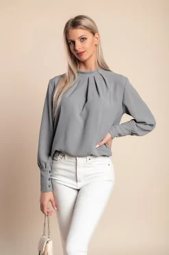 Camicetta girocollo, grigio chiaro