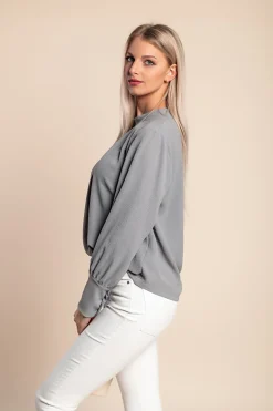 Camicetta girocollo, grigio chiaro