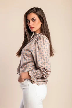 Camicetta stampata, colore beige