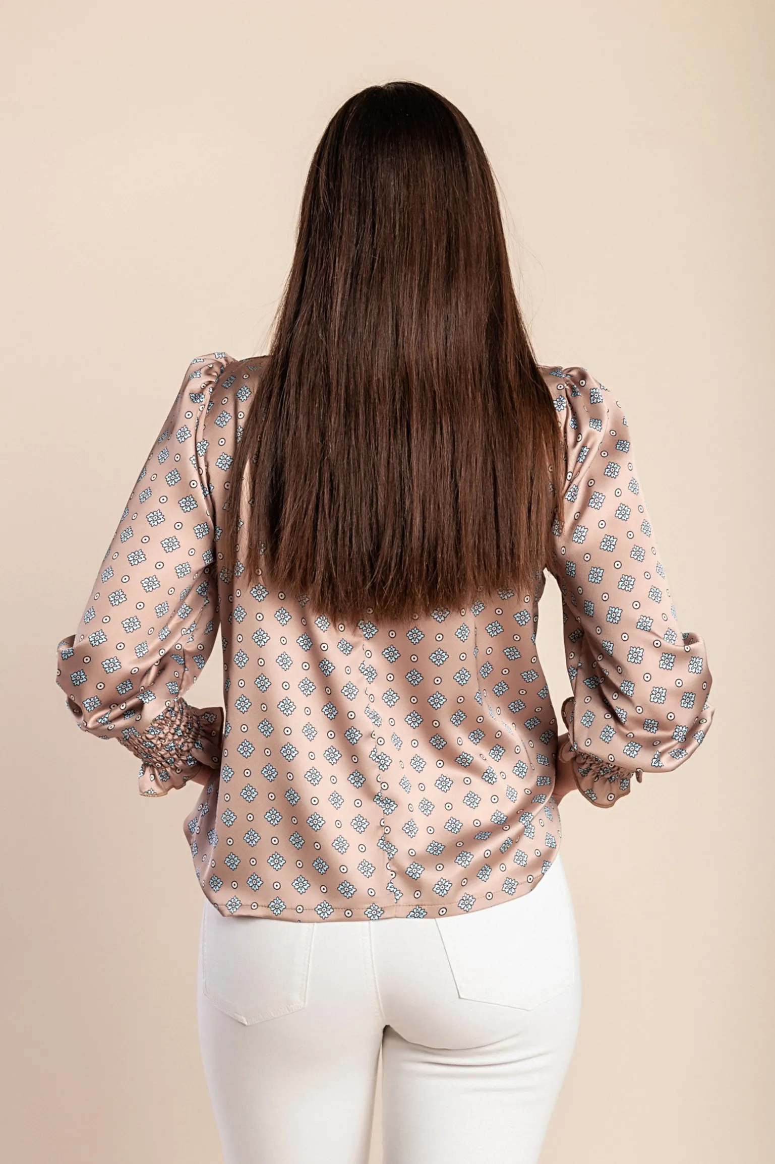 Camicetta stampata, colore beige