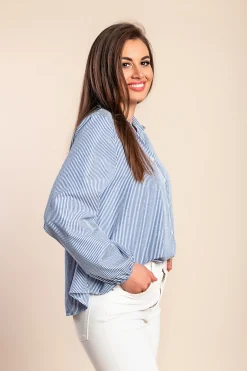 Camicia a righe, blu scuro