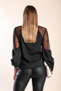 Camicia con dettagli in pizzo Ainsley, nero