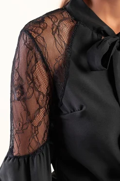 Camicia con dettagli in pizzo Ainsley, nero