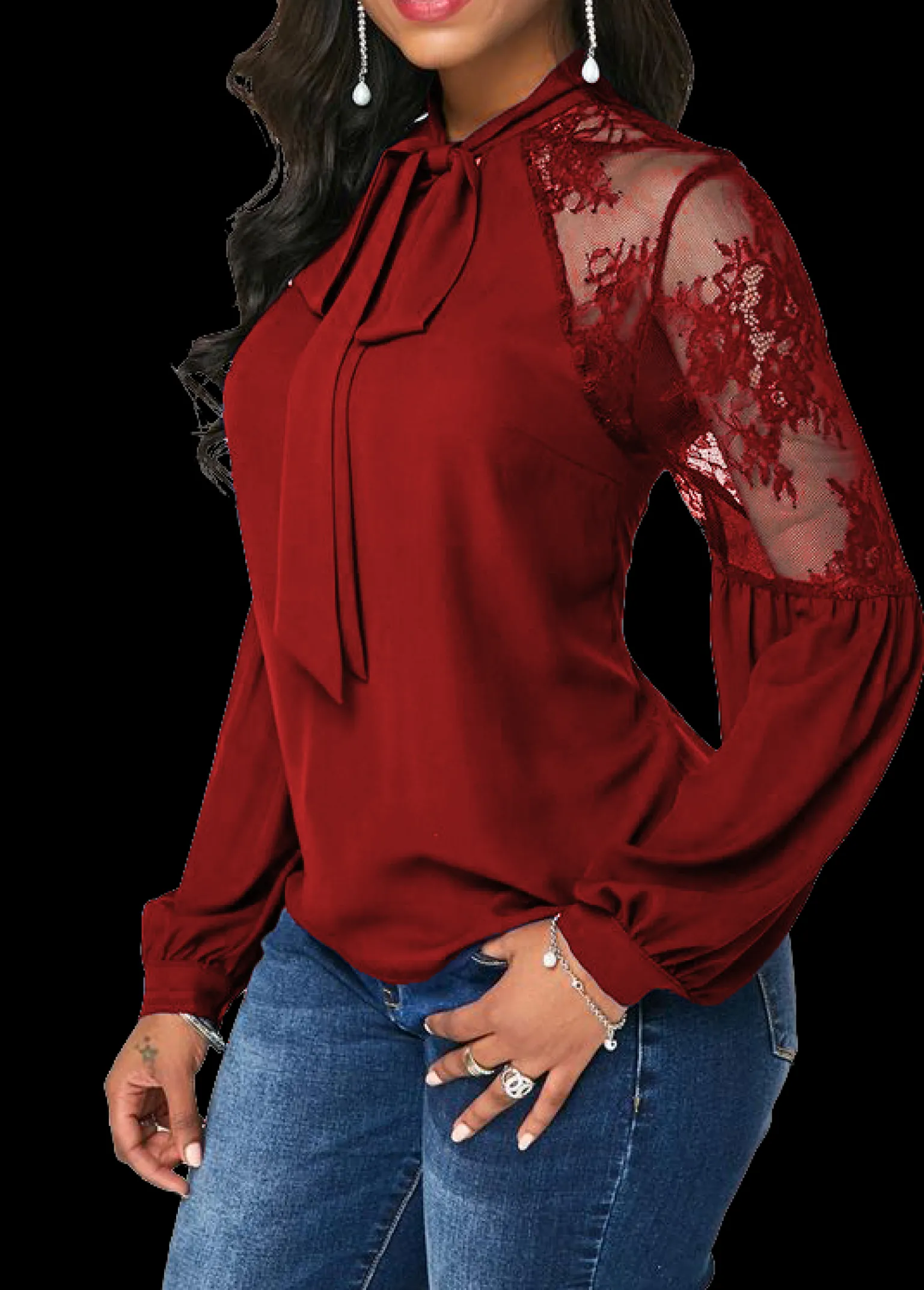 Camicia con dettagli in pizzo Ainsley, bordo