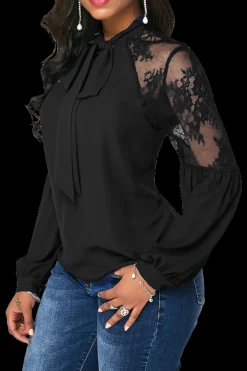 Camicia con dettagli in pizzo Ainsley, nero