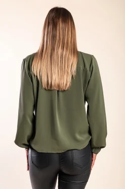 Camicia elegante con scollo rotondo, oliva