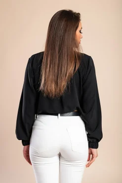 Camicia elegante con scollo rotondo, nera