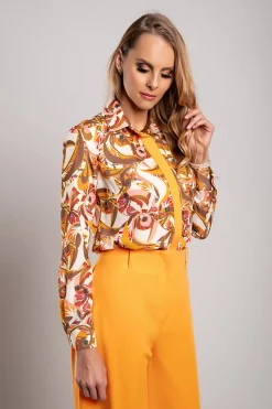 Camicia elegante con stampa, arancione