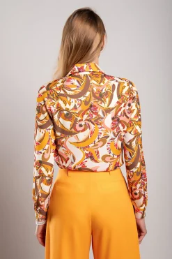 Camicia elegante con stampa, arancione