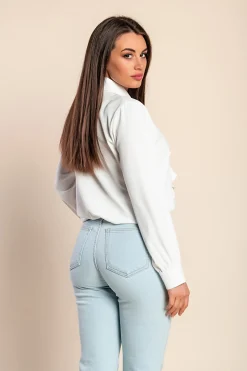 Camicia elegante con volant, bianca