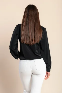 Camicia elegante con volant, nera