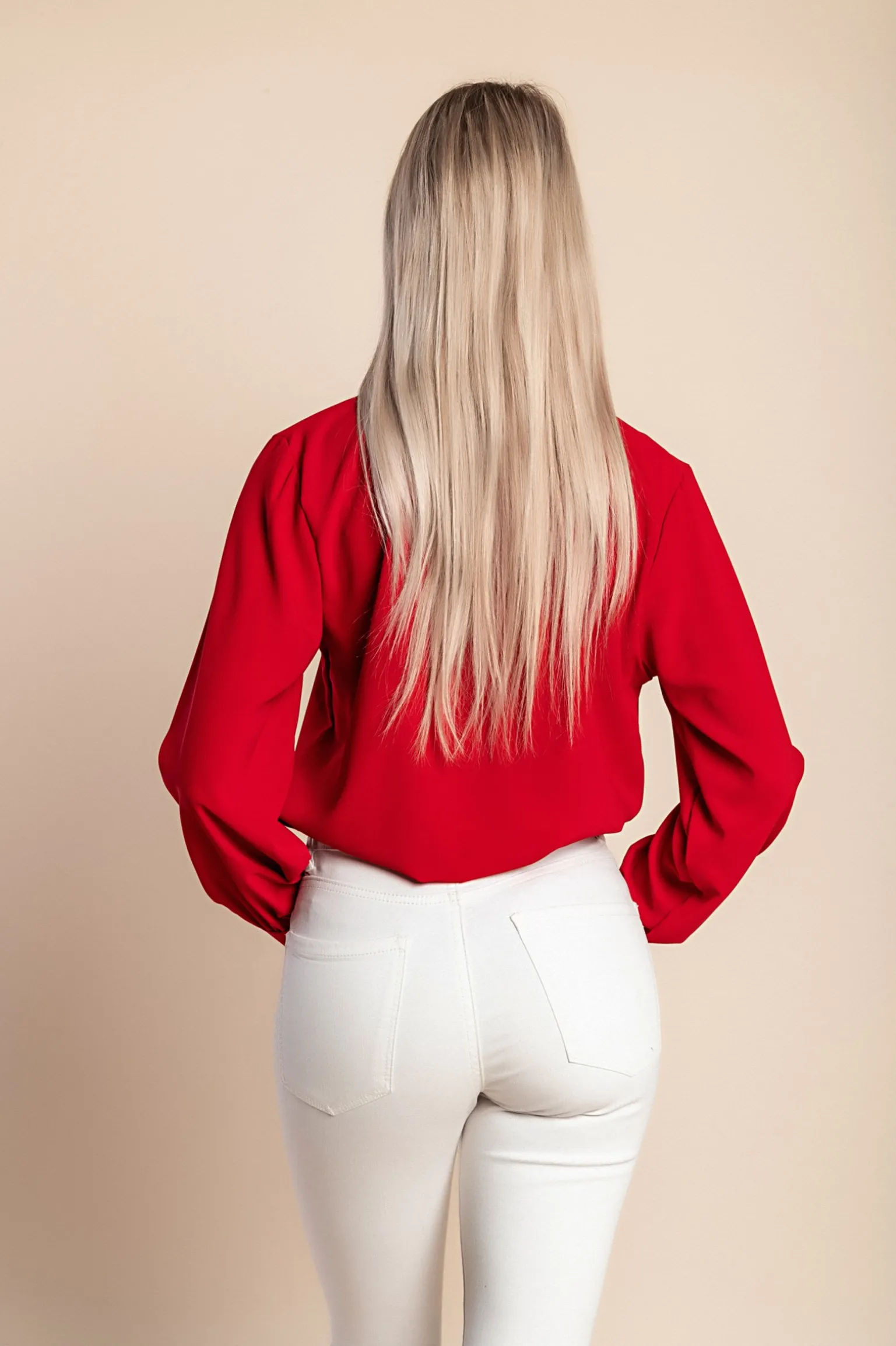 Camicia elegante con volant, bordeaux