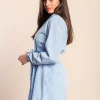 Camicia lunga a righe, blu